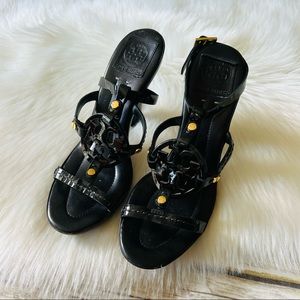 Tory Burch Leather Heels Sandals Pumps Shoes Sz 7